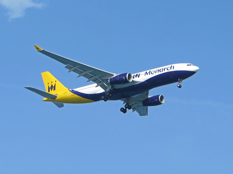 Monarch Airlines arriving at Corfu Airport